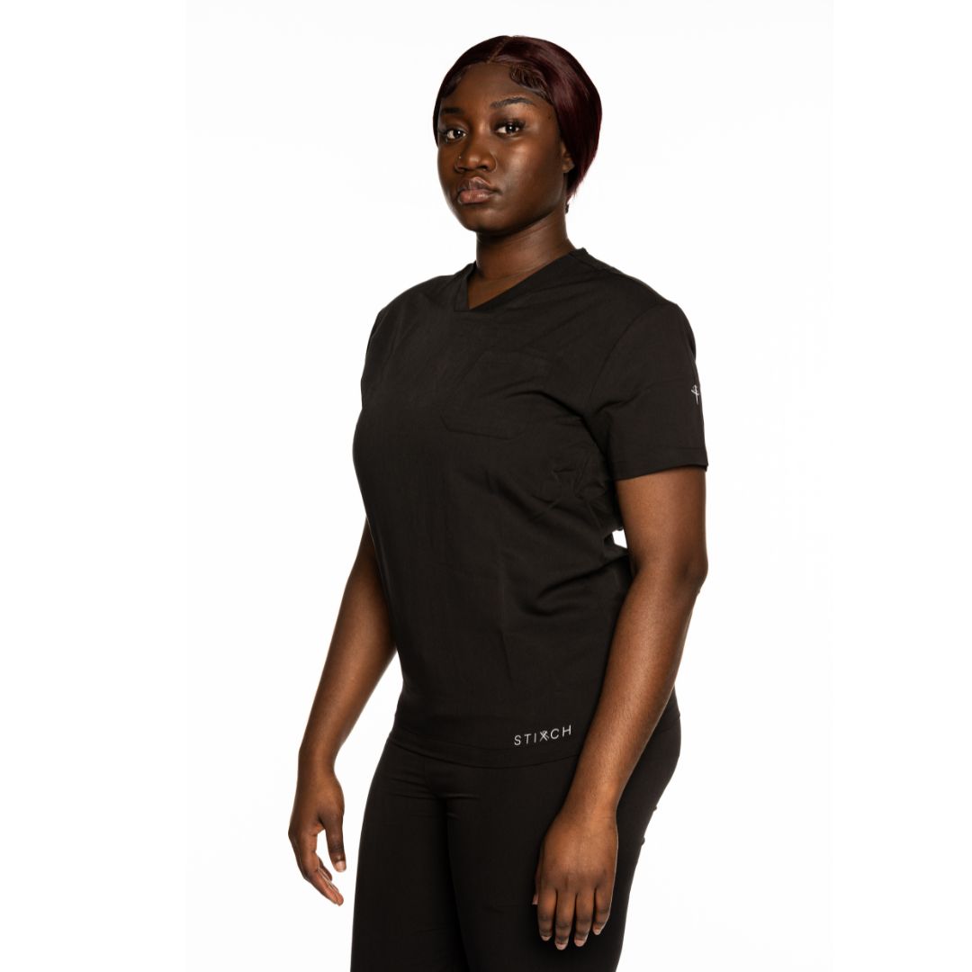 Womens Black Scrub Trousers - Cuffed