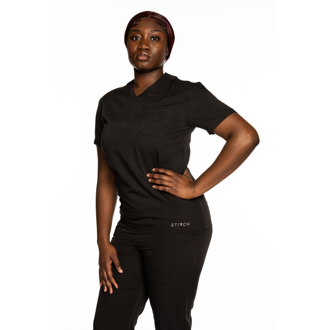 Womens Black Scrub Trousers - Cuffed