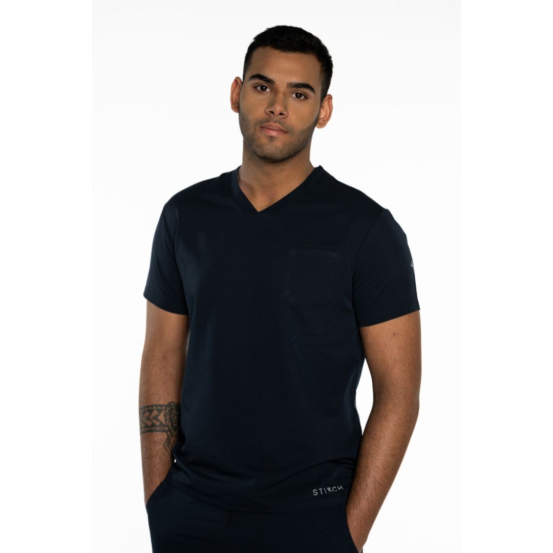 Mens Navy Scrub Top